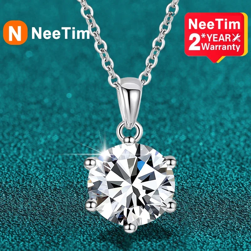 Top Trends: NeeTim 4ct 10mm Moissanite Necklace For Women 925 Sterling Silver With 18K Gold Plated Lab Diamond Pendant Wedding Party Jewelry Shoppable Styles