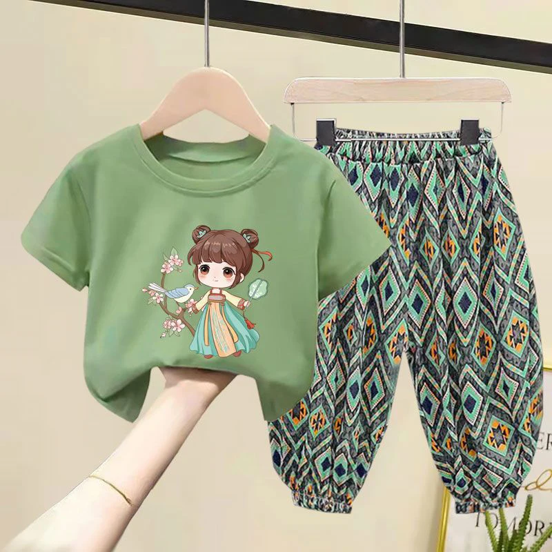 Top Trends: Kids Clothes Girl Sets Summer Little Girls Children Clothing Baby Suit Toddlers Girl T-shirt Short Sleeve Trousers 2pcs Cotton Shoppable Styles