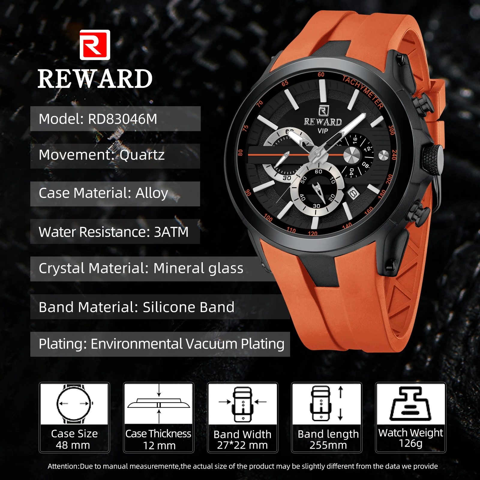 Top Trends: REWARD VIP New Fashion Watch For Men Leather Strap Waterproof Luminous Chronograph Sport Wristwatch Shoppable Styles - Image 4