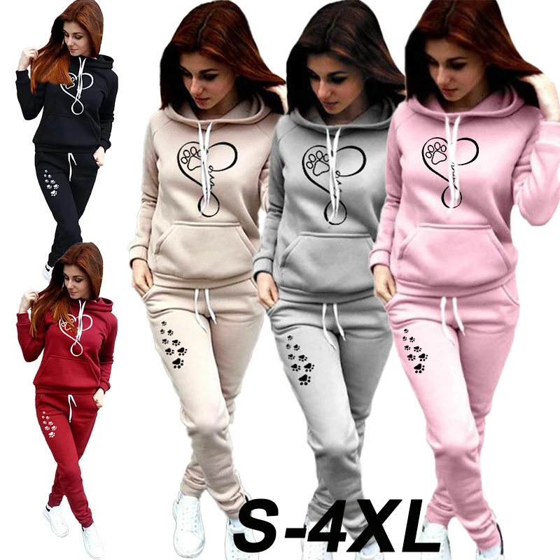 Top Trends: Autumn And Winter Women&#039;s Sportswear Fashion Printing Jogging Set Sportswear Pullover Set Hoodie+ 2 Pieces Of Sportswear Pants Shoppable Styles