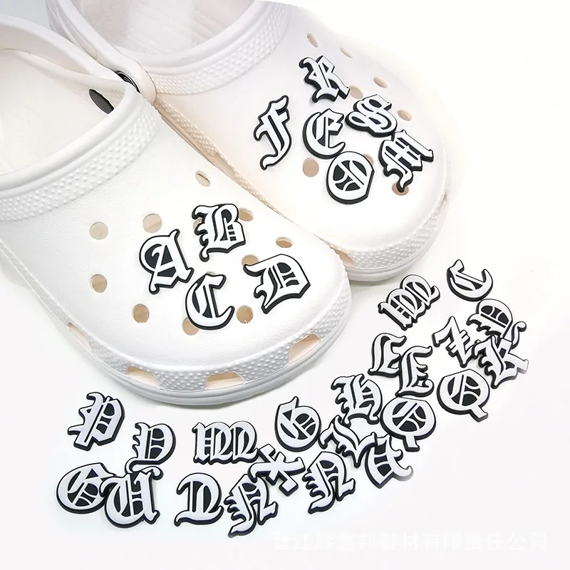 Top Trends: New Style Letters Shoe Decorations Old English Alphabet Shoes Charms Silicone Shoe Accessories DIY Wristband Hole Slipper Decor Shoppable Styles