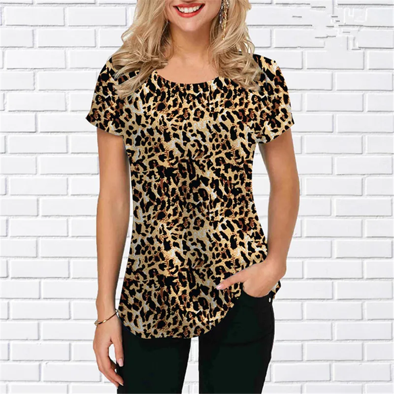 Top Trends: New Fashion Beautiful Leopard 3D Shirts Summer Short Sleeve Women Streetwear 3D Print Blouses Loose Casual Ladies Pullovers Tops Shoppable Styles