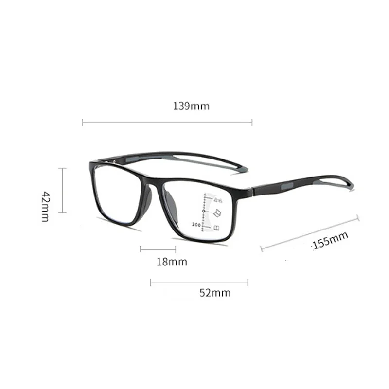 Top Trends: Trendy Sports Reading Glasses Unisex Fashion TR90 Progressive Multifocal Glasses Men Women Retro Near Far Eyewear + 1.0 To+ 4.0 Shoppable Styles - Image 6