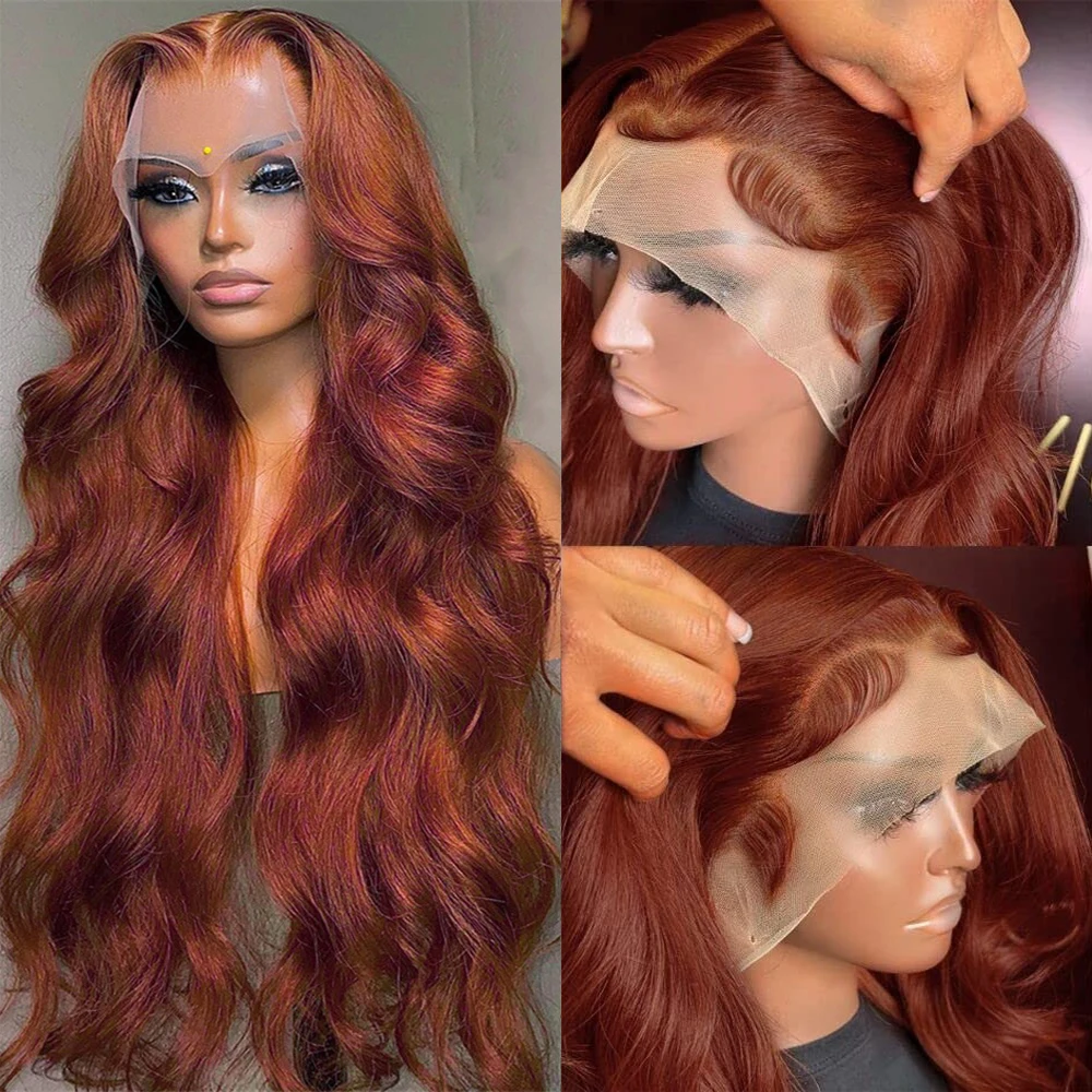 Top Trends: Reddish Brown Body Wave Lace Front Wig 13x4 Lace Frontal Wig 13x6 HD Lace Front Human Hair Wig 4x4 Body Wave Closure Wig 32 Inch Shoppable Styles