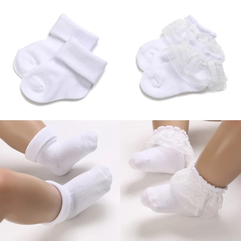 Top Trends: 4 Pairs White Baptism Lovely Cotton Baby Socks 0-1 Year Old Newborn Baby Boys And Girls Socks Shoppable Styles