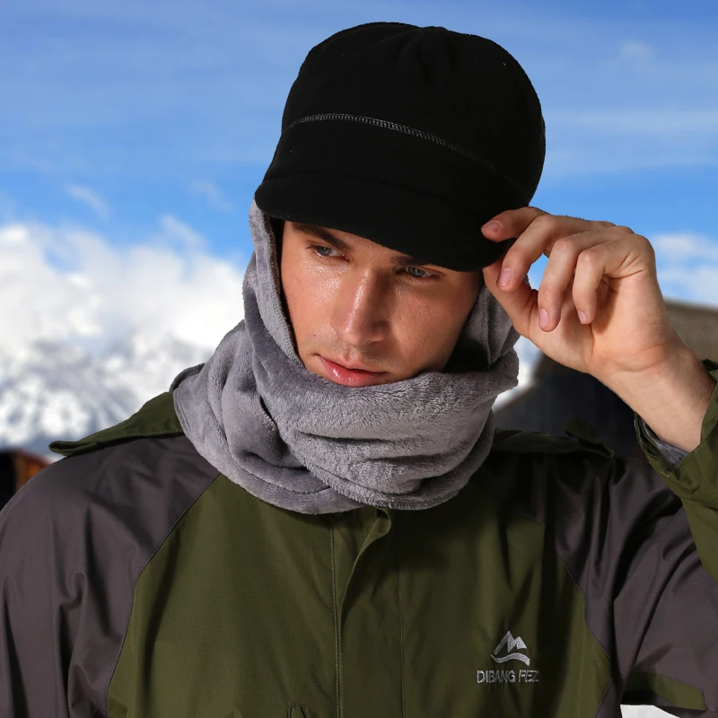 Top Trends: Men Winter Hat Warm Flat Cap With Scarf Neck Guard Head Cap Windproof Ear Protection Casual Color Matching Woman Ski Riding Cap Shoppable Styles