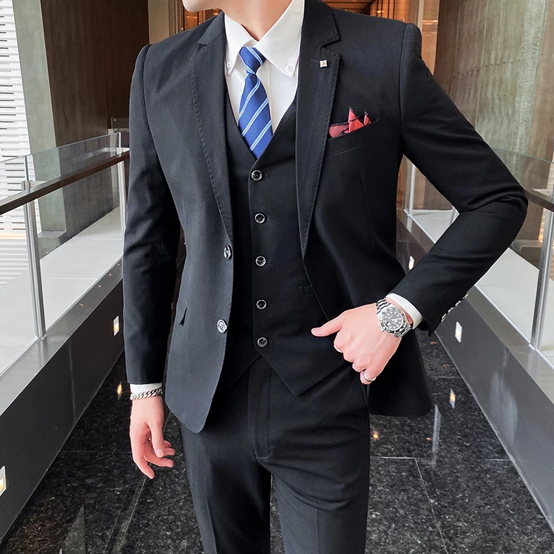 Top Trends: Formal Business Wedding 3 Pieces Suit Set 2023 Blazers Jacket Pants Vest Trousers Dress Waistcoat Men Suits Formal Party Dress Shoppable Styles - Image 4