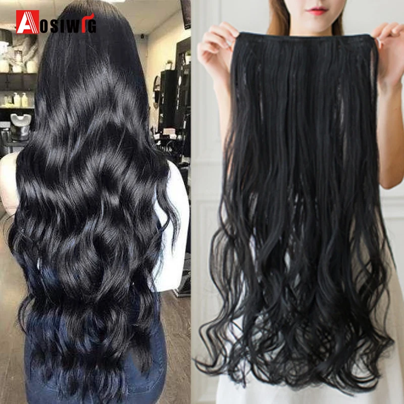 Top Trends: AOSI 40cm 50cm 60cm 80cm 100cm Long Wavy Hairstyles Synthetic 5 Clip In Hair Extension Heat Resistant Hairpieces Brown Black Shoppable Styles