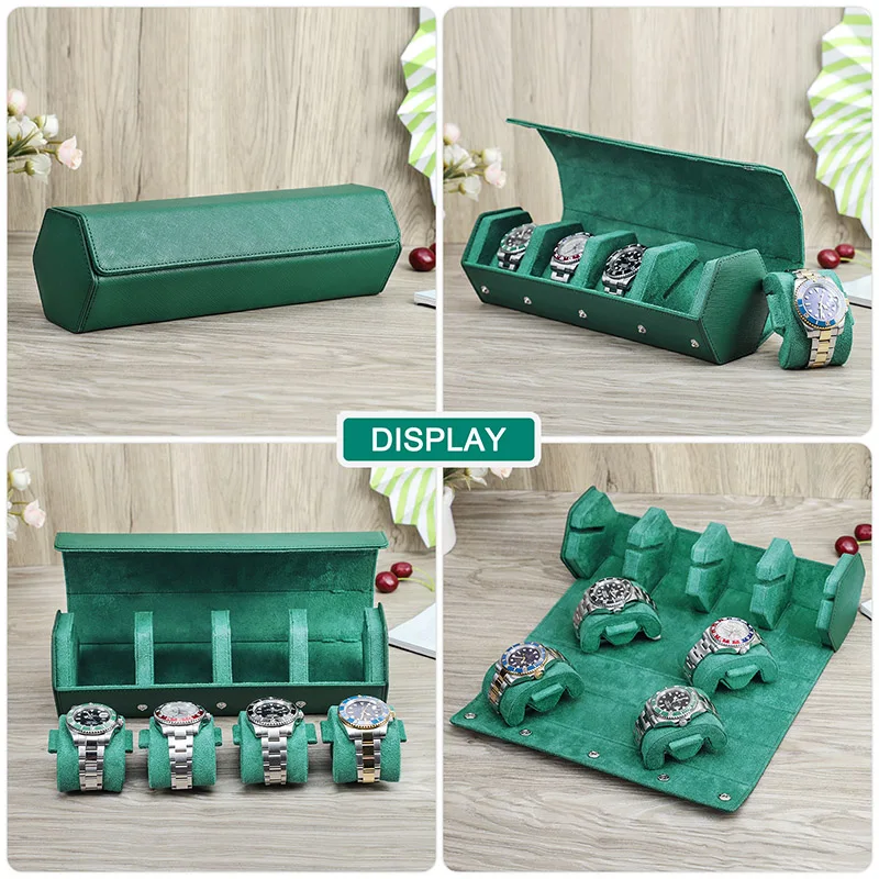 Top Trends: 2 / 3 / 4Slots Watch Roll Box Saffiano Genuine Leather Watch Travel Roll Box Jewelry Storage Organizer Green Portable Watch Case Shoppable Styles