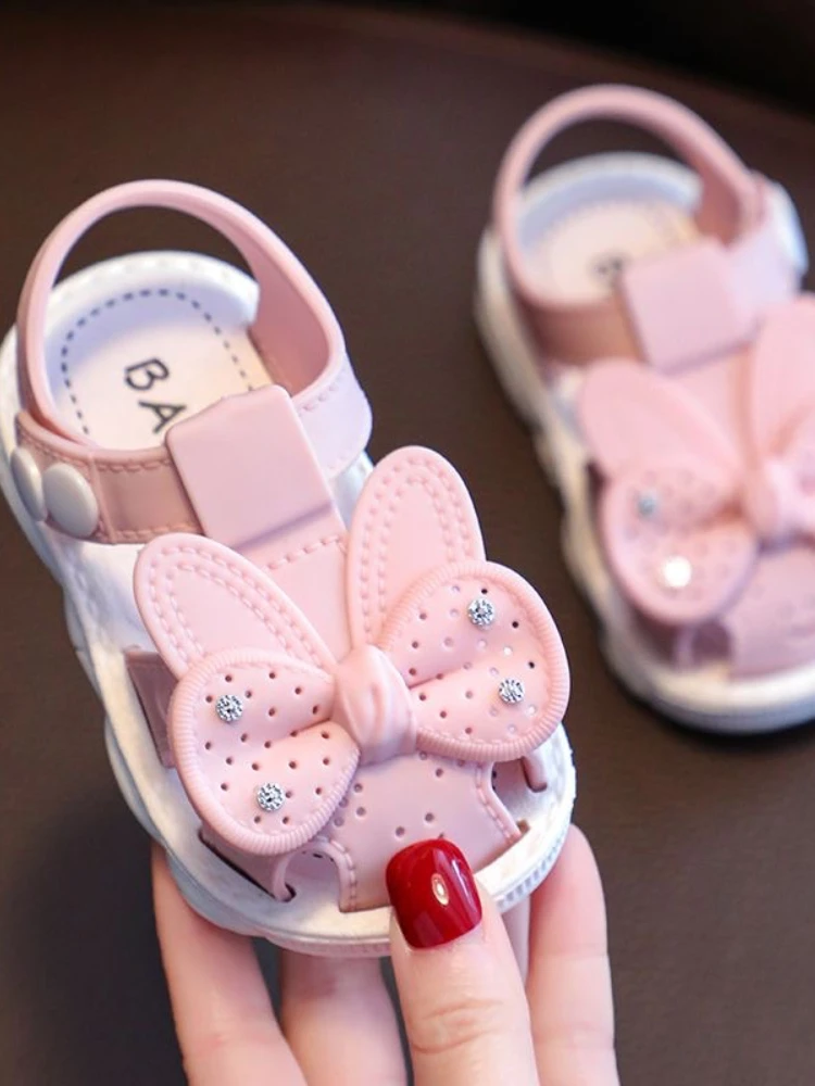 Top Trends: Fashion Style Baby Girl Bow Princess Shoes Pearl Rhinestone Butterfly Sandals For Girls Sequin Dance Performance Shoes For Kids Shoppable Styles - Image 3