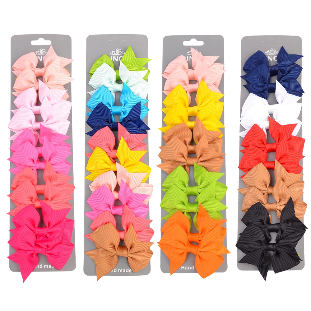 Top Trends: 10Pcs / set Grosgrain Ribbon Mini Solid Hair Bows With Clip For Girls Hair Clips Hairpins Barrettes Headwear Kids Hair Accessories Shoppable Styles