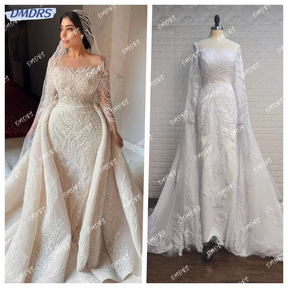 Top Trends: Elegant Long Sleeve Wedding Gown Beaded Mermaid Bride Dresses For Women 2024 Luxury Appliquéd Wedding Dress Vestidos De Novia Shoppable Styles