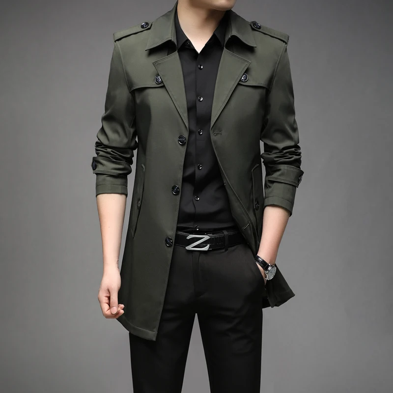 Top Trends: New Spring Men Trench Fashion England Style Long Trench Coats Mens Casual Outerwear Jackets Windbreaker Brand Mens Clothing 2022 Shoppable Styles - Image 6