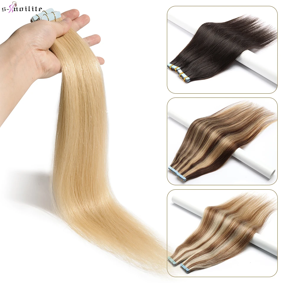 Top Trends: S-noilite Tape In Human Hair Extensions 2.5g / pc Straight Glue In Real Hair Extensions Human Hair Seamless Invisible Double Sides Shoppable Styles