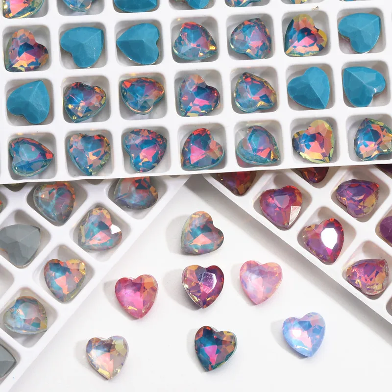 Top Trends: 20Pcs Nail Art Rhinestones Colorful Sparkle DIY Heart Shaped Glass Gem Stones For 3D Decals Nail Art Decorations 8x8mm Charms Shoppable Styles