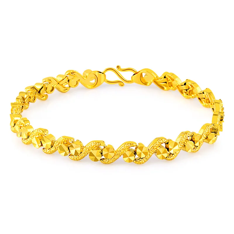 Top Trends: 24K Real Gold Bracelet Car Flower Gold Plated Bracelet For & Women's Wedding Jewelry Gift 6MM Shoppable Styles