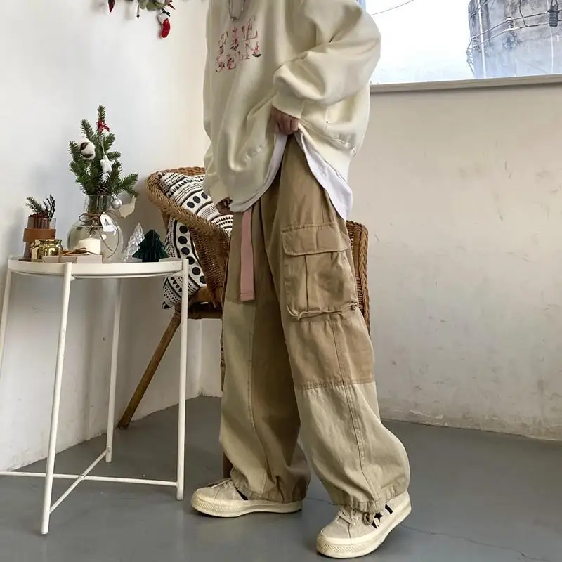 Top Trends: HOUZHOU Baggy Black Cargo Pants For Men Khaki Cargo Trousers Male Vintage Loose Casual Autumn Japanese Streetwear Hip Hop Retro Shoppable Styles