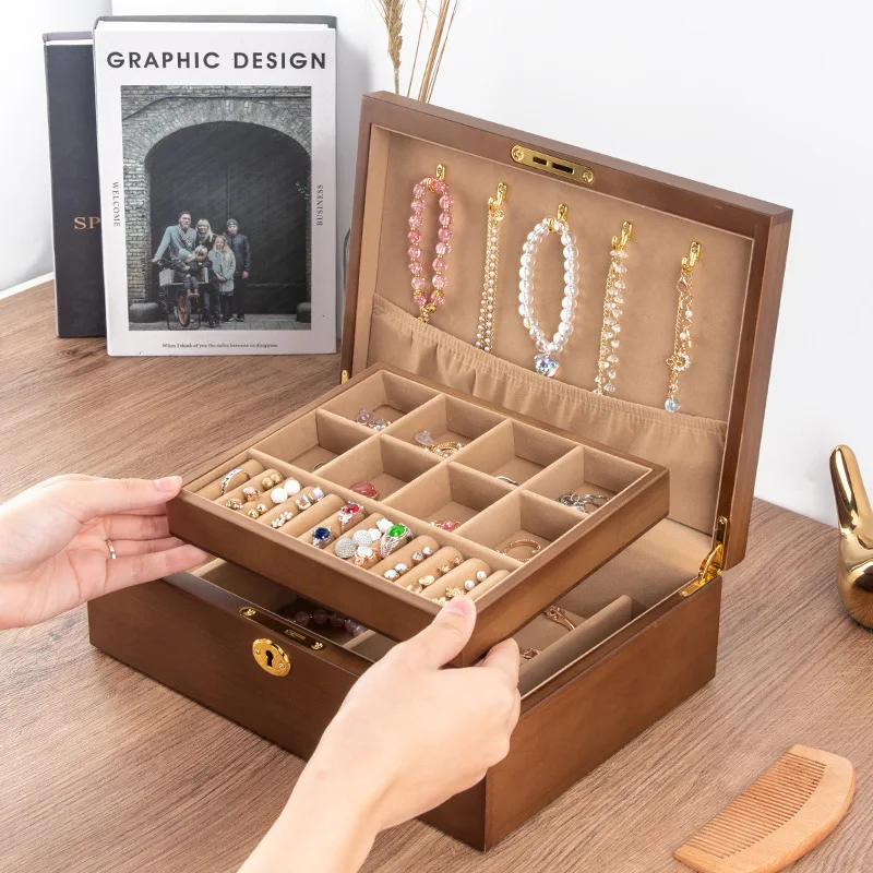 Top Trends: Wood Jewelry Box For Women Necklace Earrings Rings Jewelry Boxes Pendant Dispiay Stands Bracelet Separators Storage Organizer Shoppable Styles