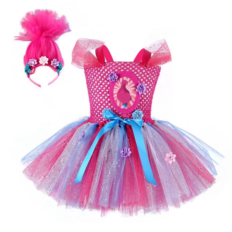 Top Trends: 2-8 Years Girls Halloween Tutu Dress Baby Kids Birthday Party Cartoon Troll Cosplay Costume Child Christmas Fancy Tulle Dresses Shoppable Styles