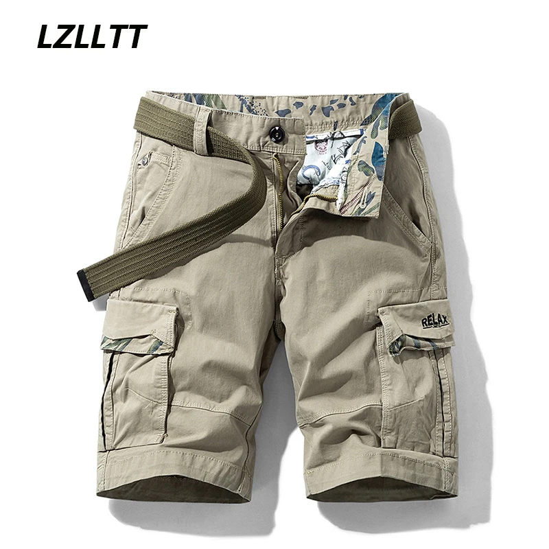 Top Trends: Summer Mens Multi Pockets Cotton Cargo Shorts Men Fashion Solid Quick Dry Shorts Men Outdoor Breathable Military Shorts Male Hot Shoppable Styles