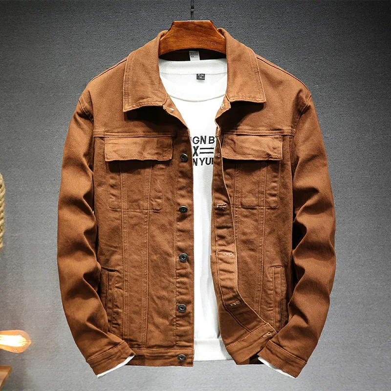 Top Trends: New Men's Denim Jacket Autumn Solid Colour Slim Denim Jacket Shoppable Styles - Image 6