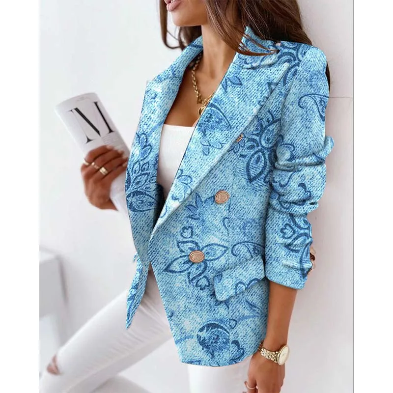 Top Trends: Blazar For Women Plaid Jacket Fashion Long Sleeve Double Breasted Printed Blazer Beige Blazer Women Blazer Jacket Office Suit Shoppable Styles