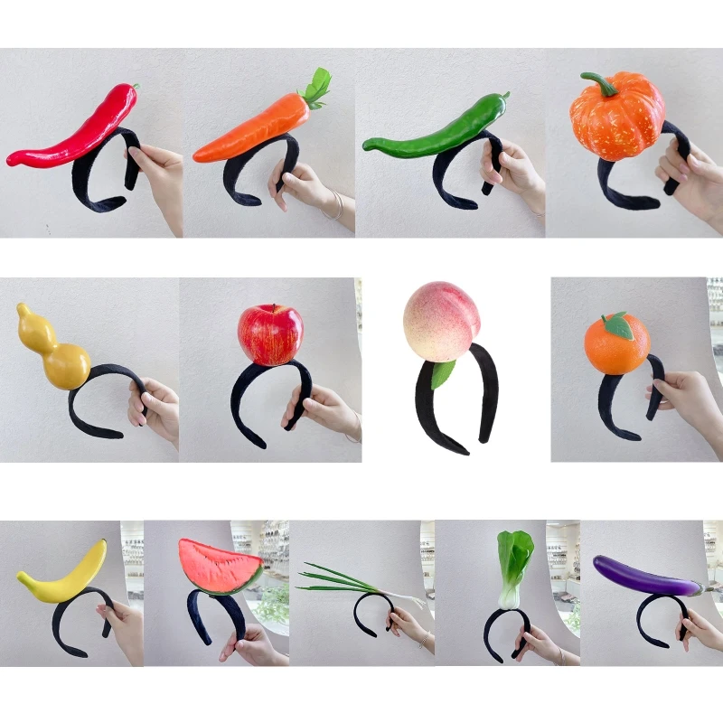 Top Trends: Cartoon Fruit Headbands Stuffed Vegetable Hair Hoop Carrot Hairband Funny Hair Bands For Washing Face Party Costume Shoppable Styles