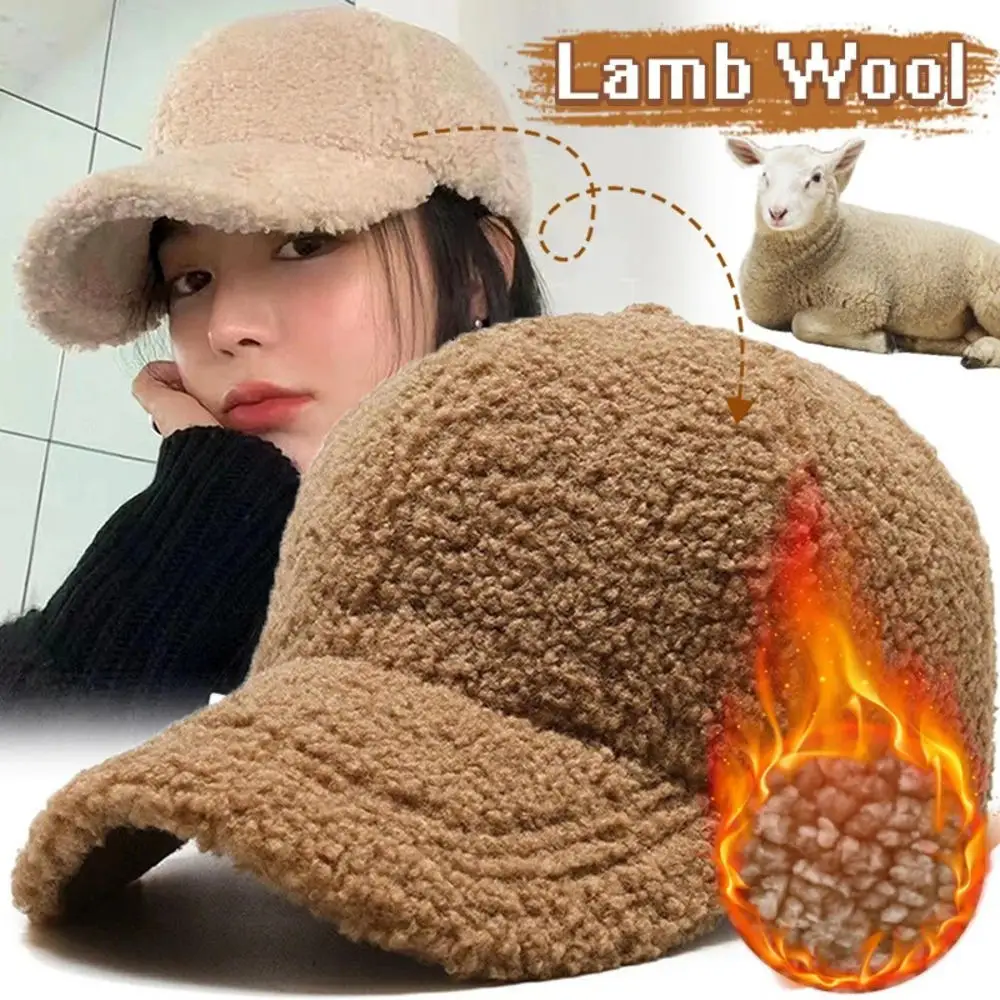 Top Trends: New Winter Women Baseball Cap Men Artificial Lamb Wool Duck Tongue Hats Plush Thickened Warm Fashion Solid Velvet Sunshade Hat Shoppable Styles