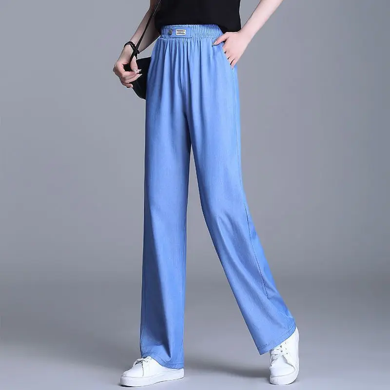 Top Trends: 2024Women&#039;s Autumn And Winter New Fashion Simple Solid Color Pocket Korean Versatile Loose High Waist Elastic Wide Leg Pants Shoppable Styles