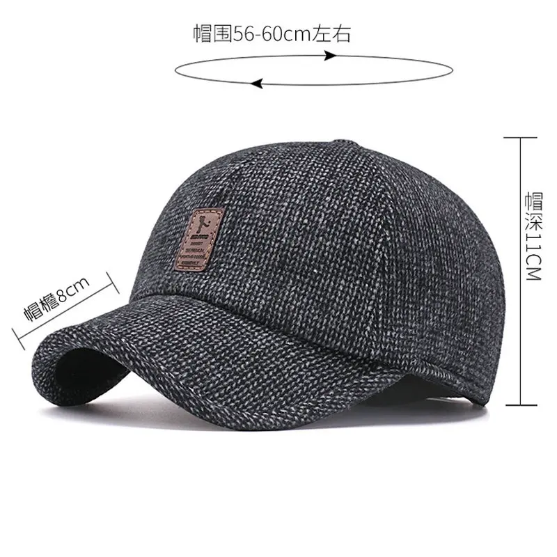 Top Trends: Winter Ears Protected Men Woolen Baseball Cap Women Solid Snapback Label Stick Sunhat Outdoor Hip Hop Baseball Hats Casquette Shoppable Styles - Image 6