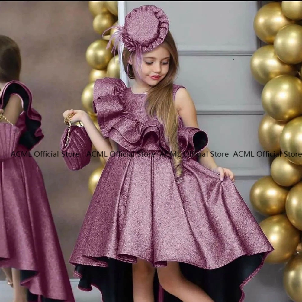 Top Trends: New Arrival A Line Sleeveless Satin First Communion Dress High Low Kids Gowns For Party Back Out Baby Birthday Summer 2023 Shoppable Styles