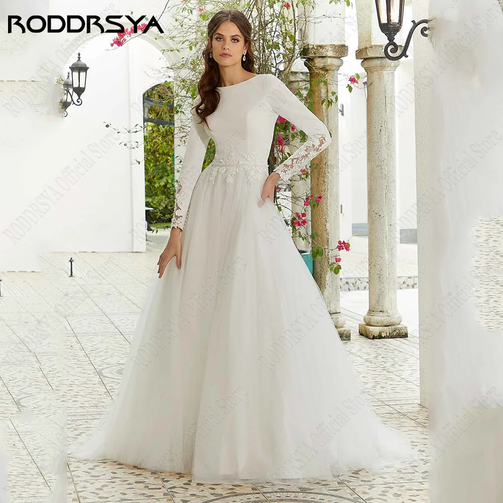 Top Trends: RODDRSYA Formal Wedding Dresses For Woman A-Line Zipper Back Bride Gowns Lace Applique O-Neck Classic Tulle Vestido De Novia Shoppable Styles