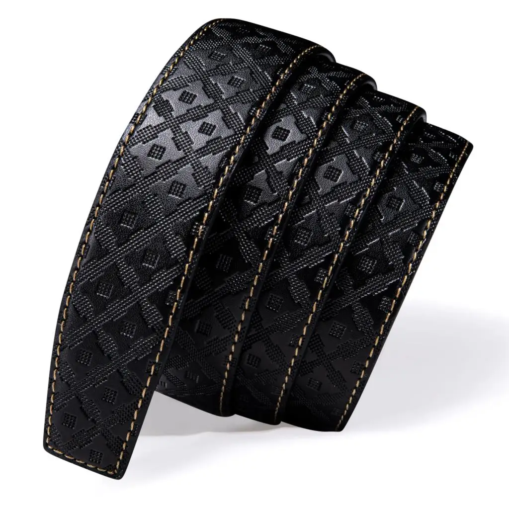 Top Trends: 3.5cm Wide Mens Genuine Leather Belts Black Embossed Ratchet Waistband Straps For Men Dress Jeans Automatic Buckles Adjustable Shoppable Styles - Image 4