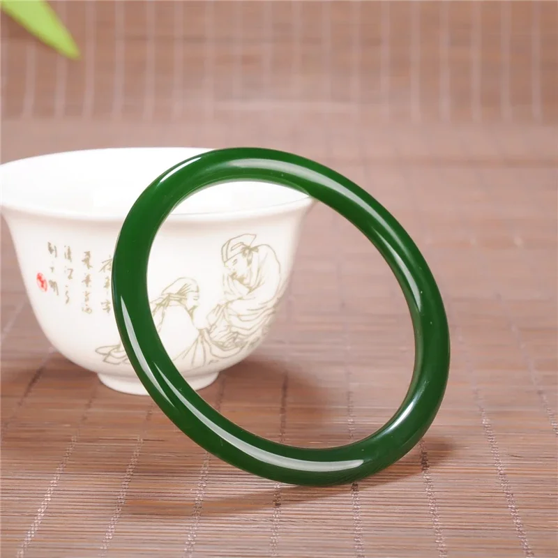 Top Trends: Green Jade Round Bracelet 52-66mm Chinese Charm Jewellery Fashion Accessories Hand-Carved Man Woman Luck Amulet Gifts Shoppable Styles