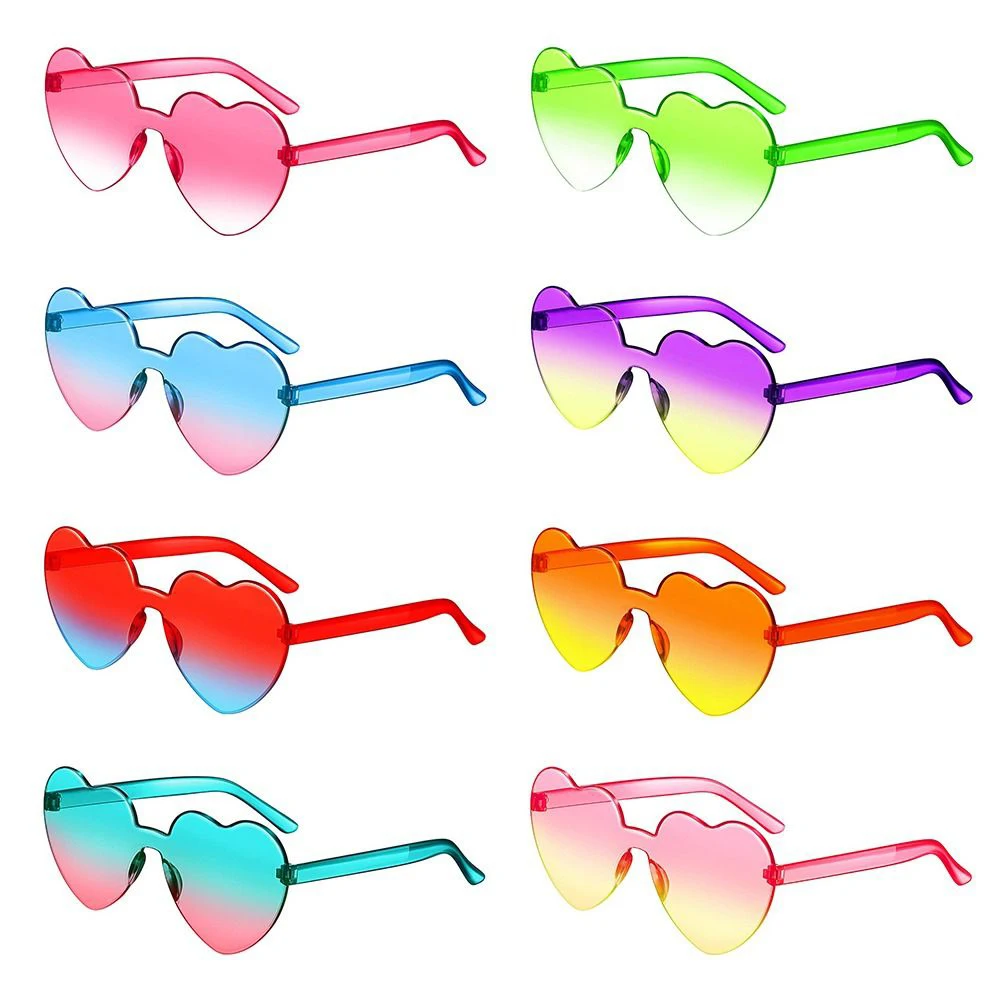 Top Trends: Rimless Frame Heart-shaped Sunglasses Love Heart Shape Sunglasses Women Gradient Colorful Sun Glasses Shades Travel Glasses Shoppable Styles