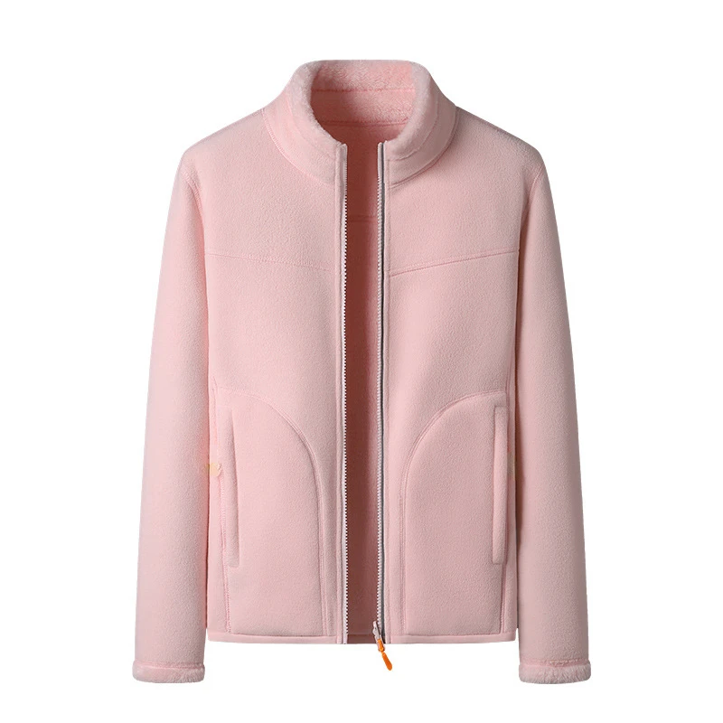 Top Trends: New Solid Double-sided Wear Coral Velvet Jacket Women Casual Basic Coat Outerwear Streetwear Veste Femme Fashion Clothes Couple Shoppable Styles - Image 3