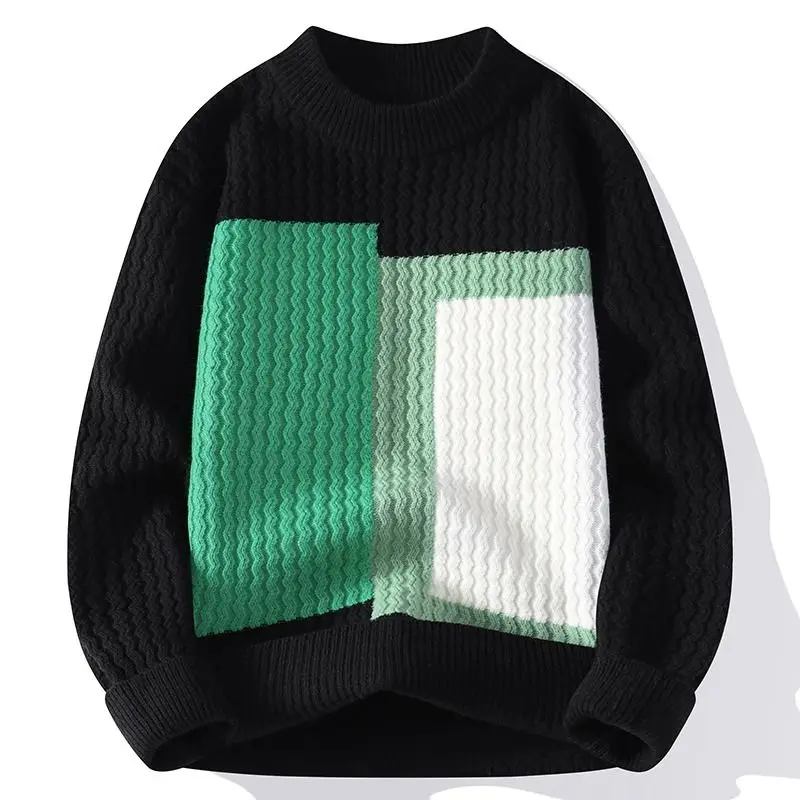 Top Trends: Fashion O-Neck Spliced Loose Korean Sweaters Men's Clothing 2023 Autumn Winter Oversized Knitted Casual Pullovers All-match Tops Shoppable Styles