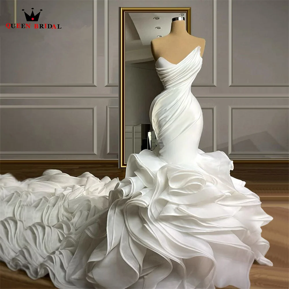 Top Trends: Sexy Mermaid Wedding Dresses Strapless Ruffle Train Tulle Long Formal Bridal Gown Custom Make DJ102 Shoppable Styles