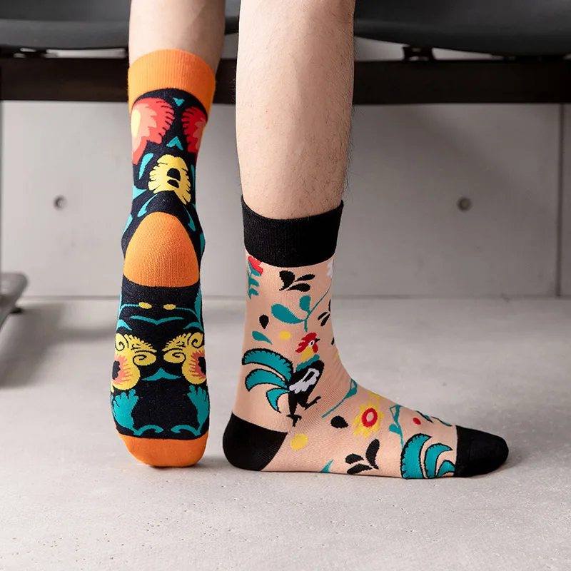 Top Trends: 2023 New Korean Version Men's Creative Personality Trend Color Matching Printing Fashion Sports Socks In The Tube Shoppable Styles