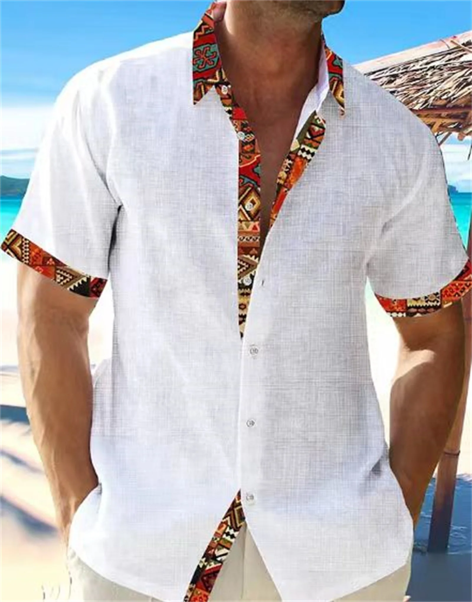 Top Trends: 2023 Summer Fashion New Men's High Quality Hawaiian Beach Linen Short Sleeve Shirt Men's Street Solid Top Plus Size Shoppable Styles