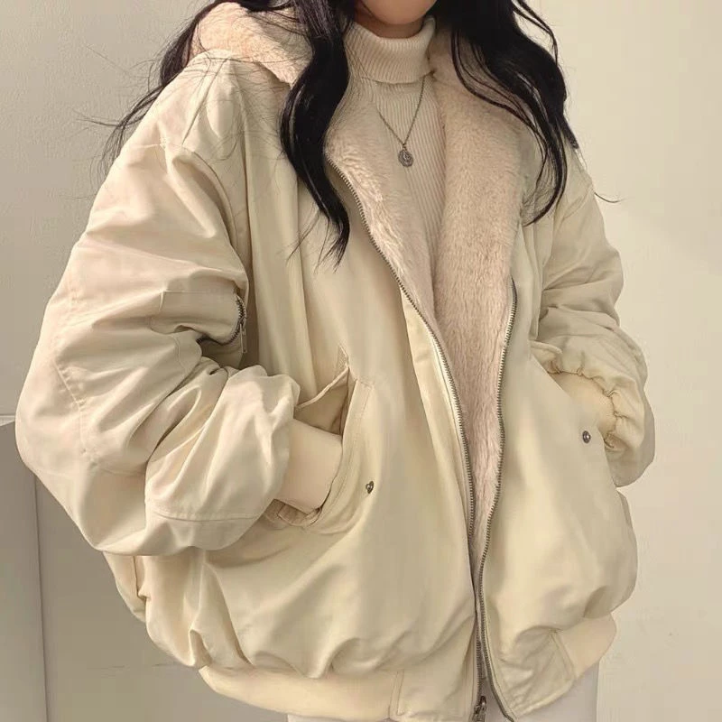 Top Trends: Autumn Korean Style Thicken Parkas Women Casual Hooded Jacket Winter Comfortable Double-Layer Simple Solid Warm Y2k Cute Coats Shoppable Styles