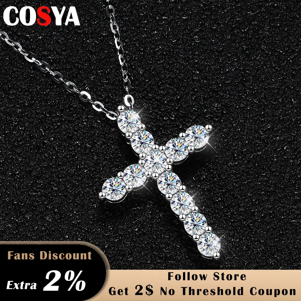 Top Trends: COSYA 3 4 5mm Moissanite Cross Necklace For Women Original 925 Sterling Silver D Color Moissanite Pendant Necklaces Fine Jewelry Shoppable Styles