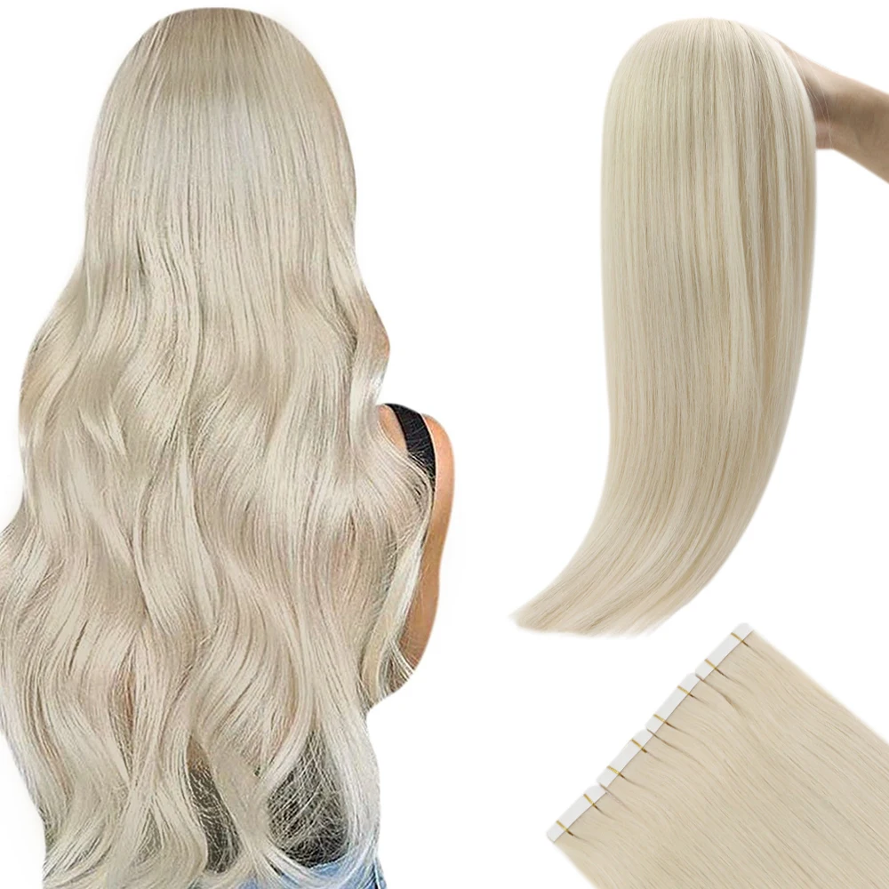 Top Trends: Last 12 Months Ugeat Tape In Hair Extensions Virgin Hair 100% Real Human Hair 10A Grade Hair Extensions Tape Ins Pure Color Shoppable Styles