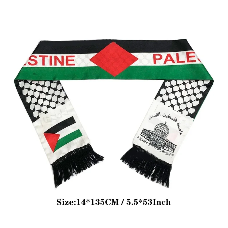 Top Trends: Aerlxemrbrae Palestine Flag Custom Scarf Palestine National Day 14*130cm Scarf Printing Satin Palestinian Flag Scarf Shoppable Styles - Image 3