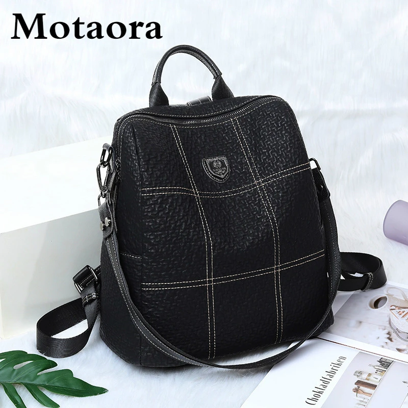 Top Trends: MOTAORA Women&#039;s Backpack High Quality Leather Backpack Ladies Large Capacity Anti-theft Shoulder Bag For Women Female Travel Bag Shoppable Styles