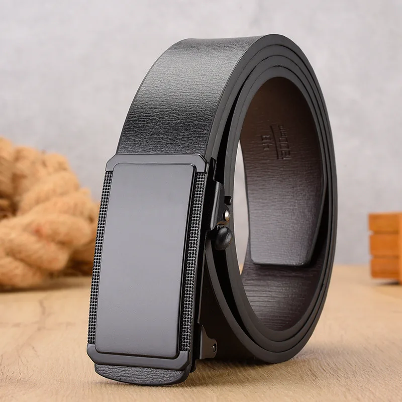 Top Trends: Men Leather Belt Metal Automatic Buckle Belt Smooth Synthetic Leather High Quality Business Strap Men Belt For Jeans Shoppable Styles