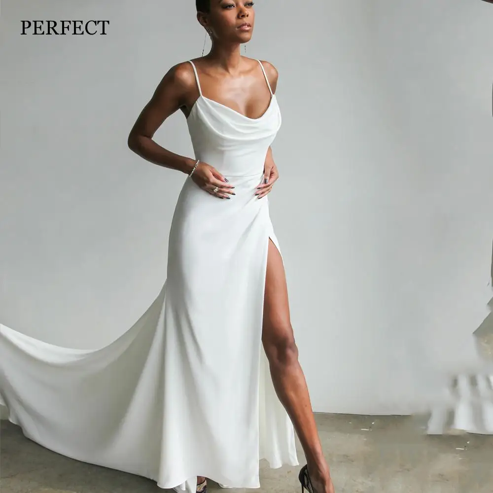 Top Trends: PERFECT Elegant V-Neck Side Split Wedding Dresses Open Back Sleeveless Mermaid Bridal Gowns Satin Robe De Mariéé Custom Made Shoppable Styles