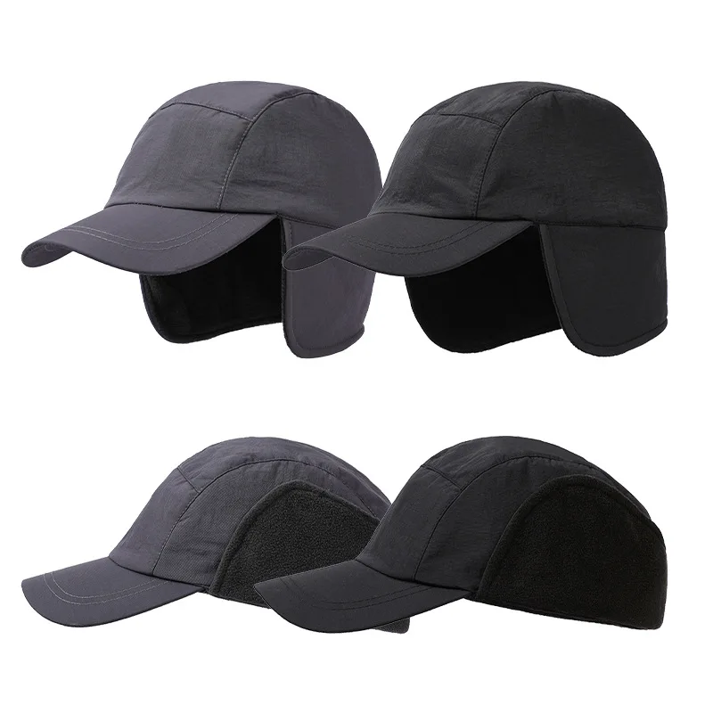 Top Trends: Duck Cap Hat Autumn Winter Polar Fleece Cap Warm Ear Protection Thick Functional Workwear Baseball Cap Muffs Men Women Shoppable Styles