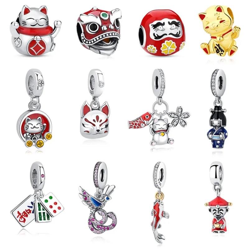 Top Trends: Original 925 Sterling Silver Charms Fit Pandora Bracelets Necklaces Lunar New Year Fortune Cat Pendant Beads Women DIY Jewelry Shoppable Styles