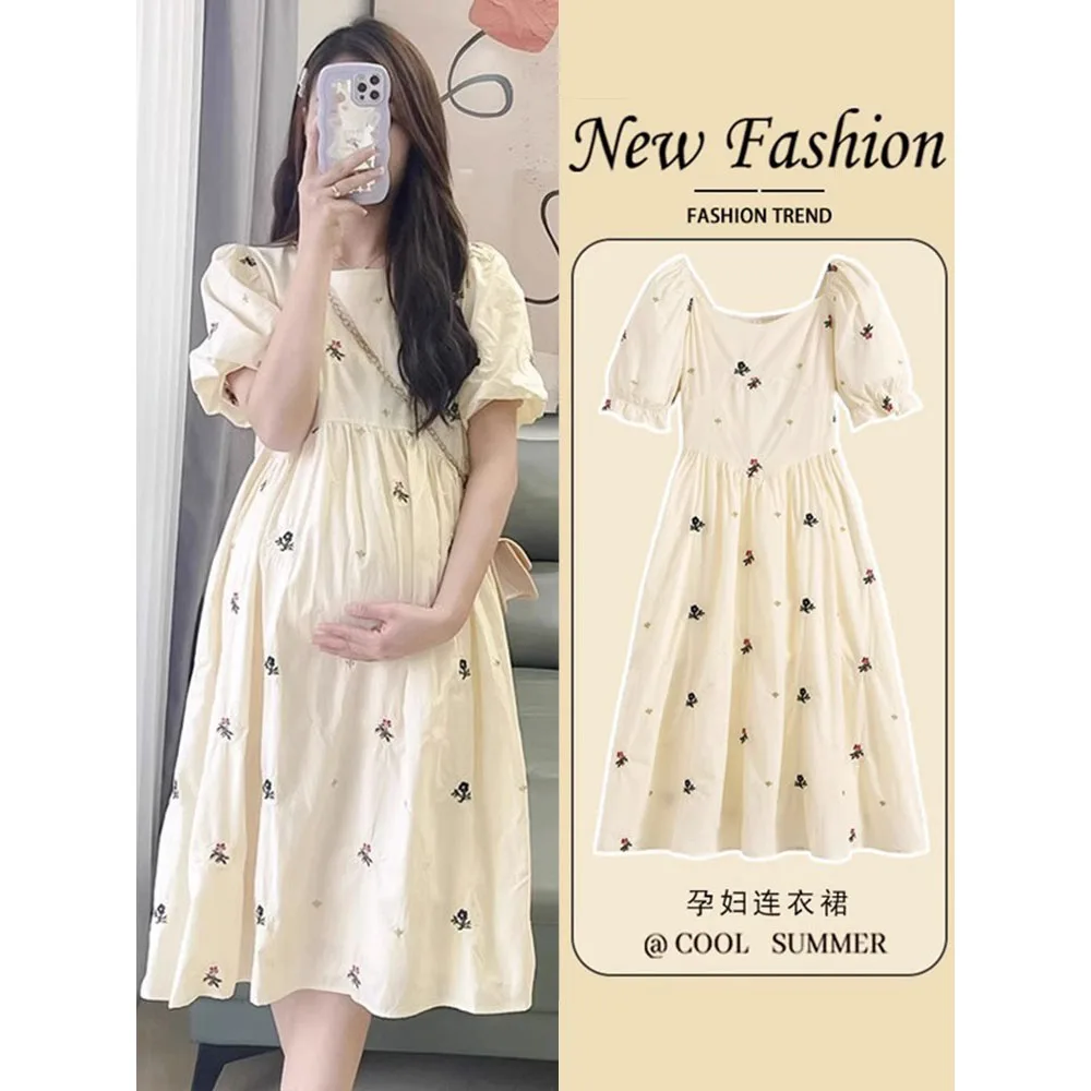 Top Trends: New Maternity Dresses Summer Fashion A-line Loose Short Sleeve Skirt Pregnant Women Clothing Pregnancy Mom Printed Doll Dress Shoppable Styles